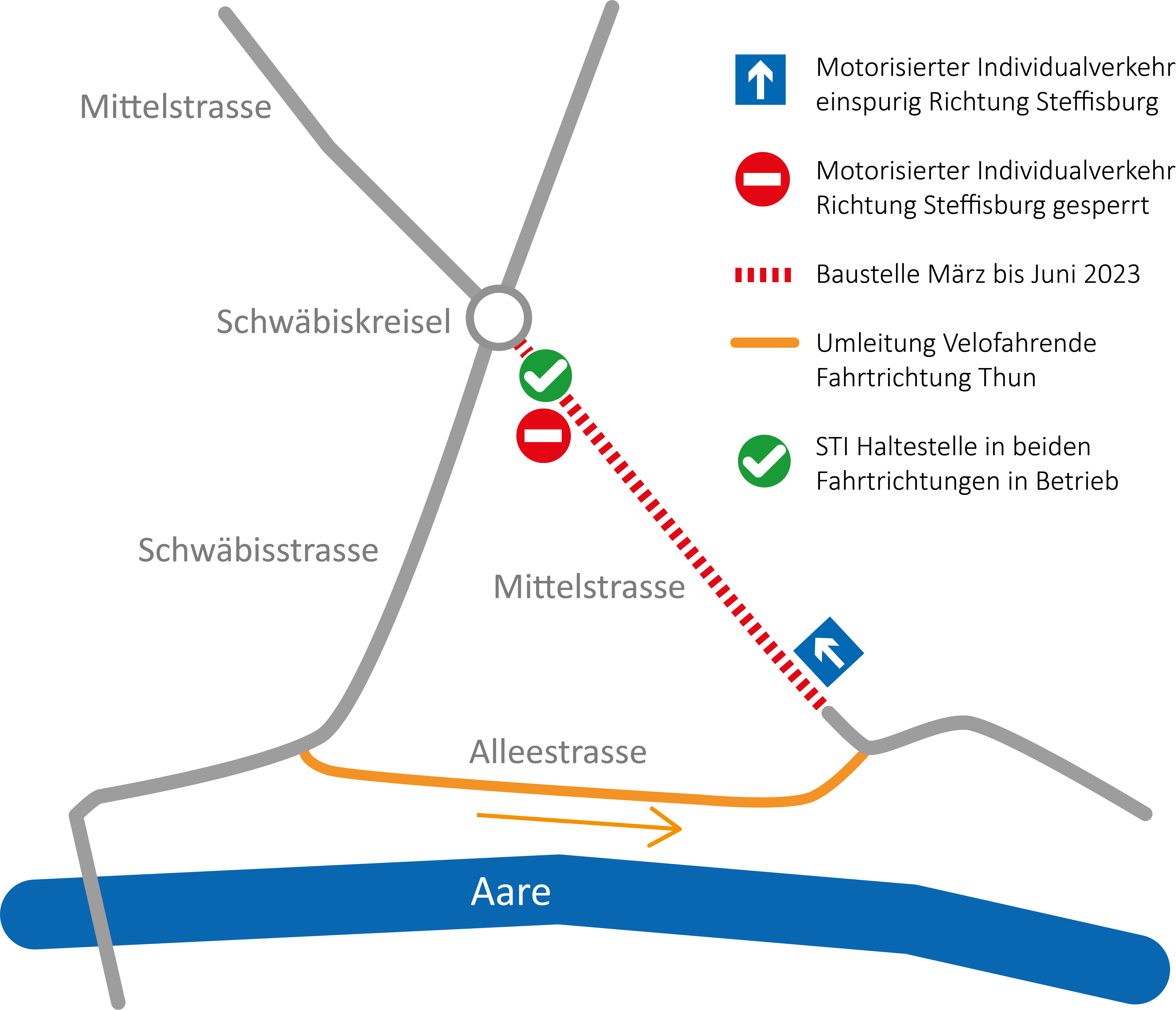 Verkehrsführung Unterdorfstrasse / Glockenthalstrasse