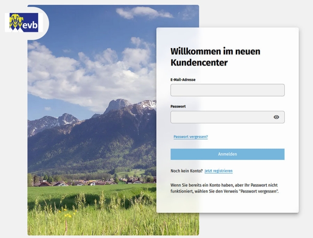 Startseite des Kundencenters der Energie Versorgung Blumenstein AG