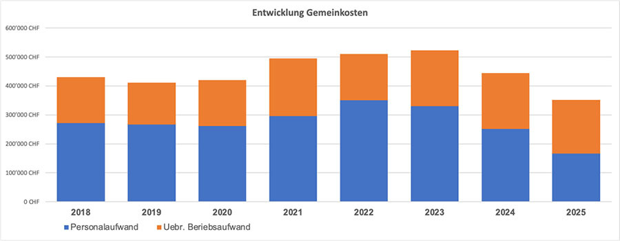Entwicklung Gemeinkosten Energie Versorgung Riggisberg AG